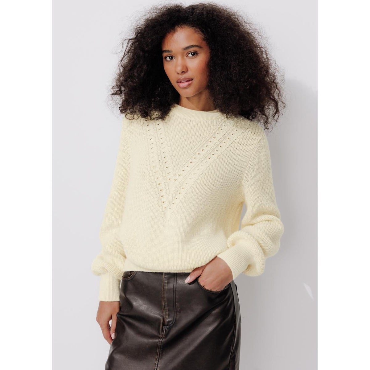Pull made in France 100% laine ecru, PROMOD