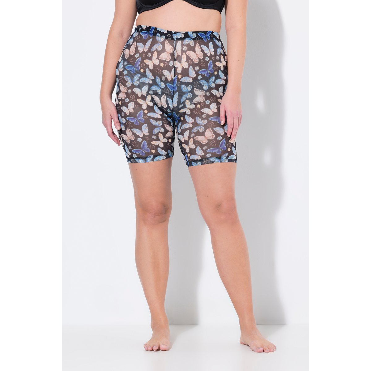 Panty en mesh. Motif papillons noir, ULLA POPKEN