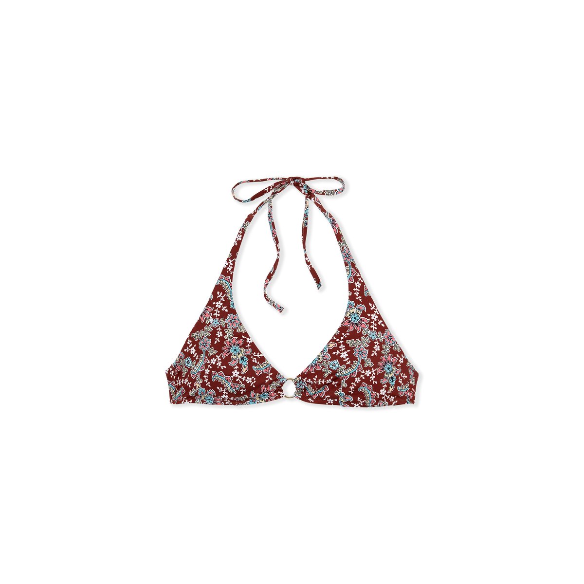 Haut de maillot de bain triangle fleuri TALAMANCA imp fd marron, ETAM