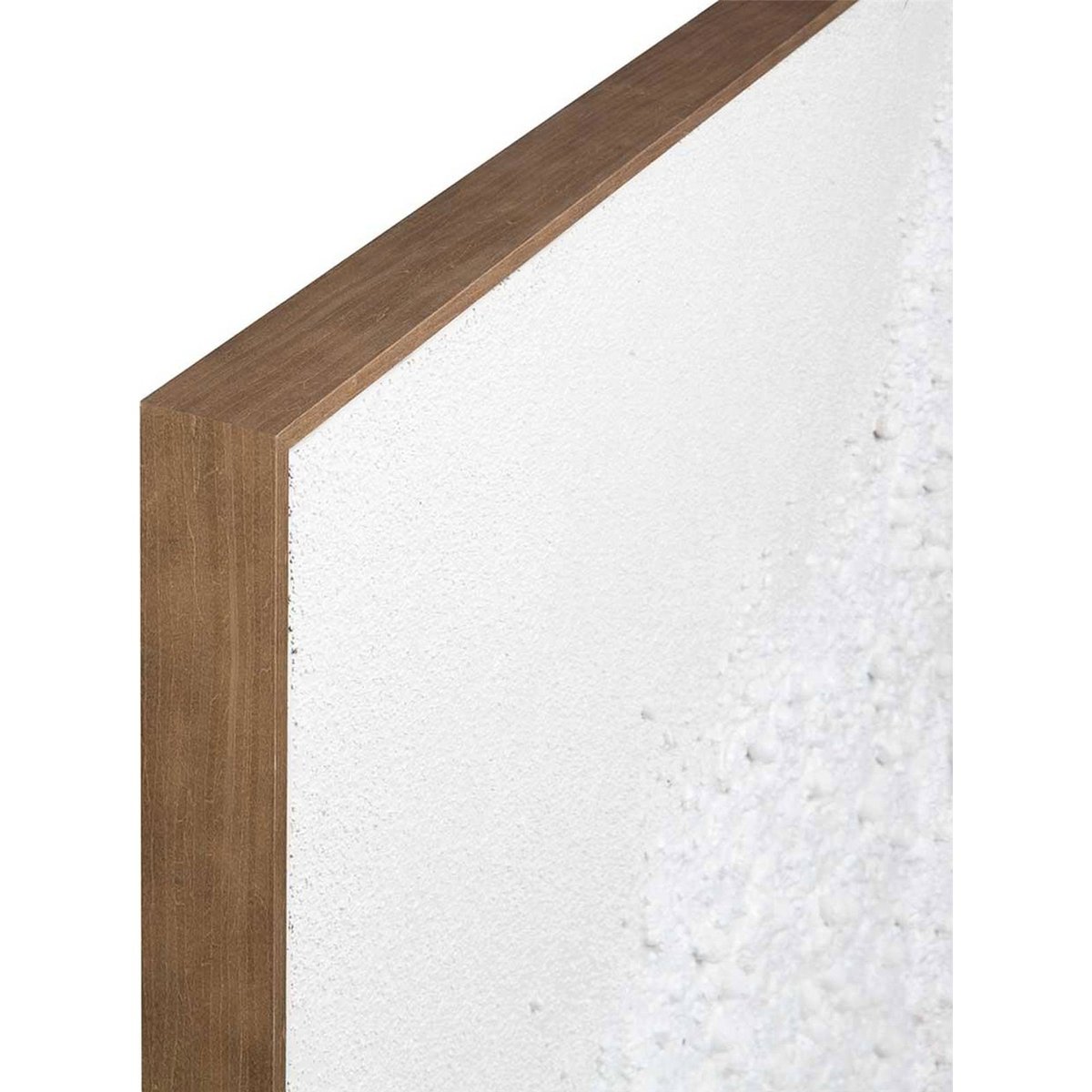 Tableau abstrait rectangulaire sur toile blanc beige touches de noir et marron, RECOLLECTION