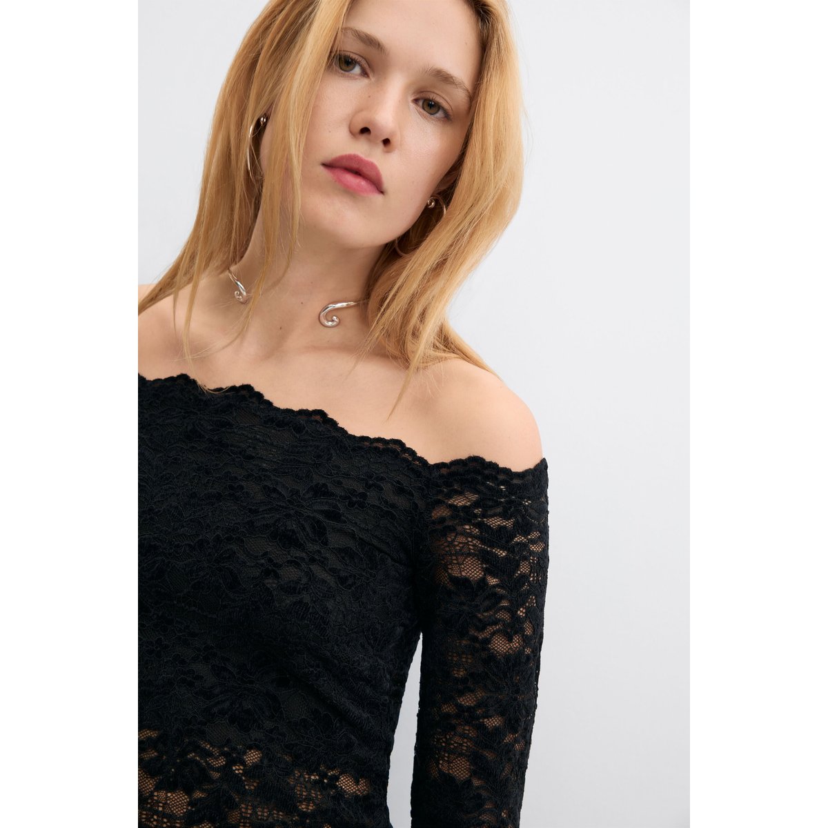 T-shirt à encolure bardot noir, DESIGUAL