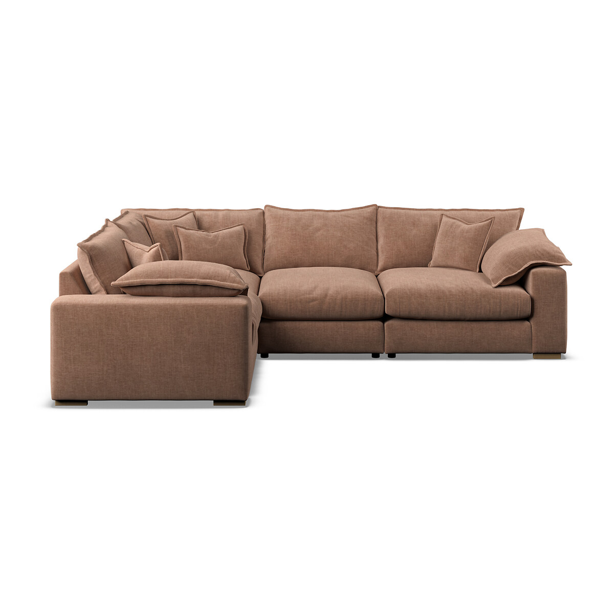 Camille Vintage Chenille Reversible Corner Sofa with Oak Feet desert rose, ÉDITÉ