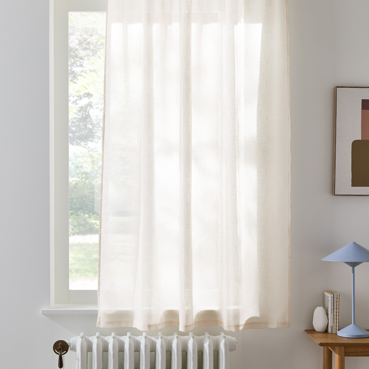 Nyong Radiator Voile Panel with Pencil Pleat and Wave ecru , LA REDOUTE INTERIEURS
