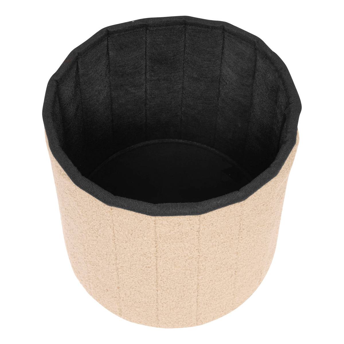 Pouf pliant coffre de rangement en bouclette JAIKO beige, ATMOSPHERA