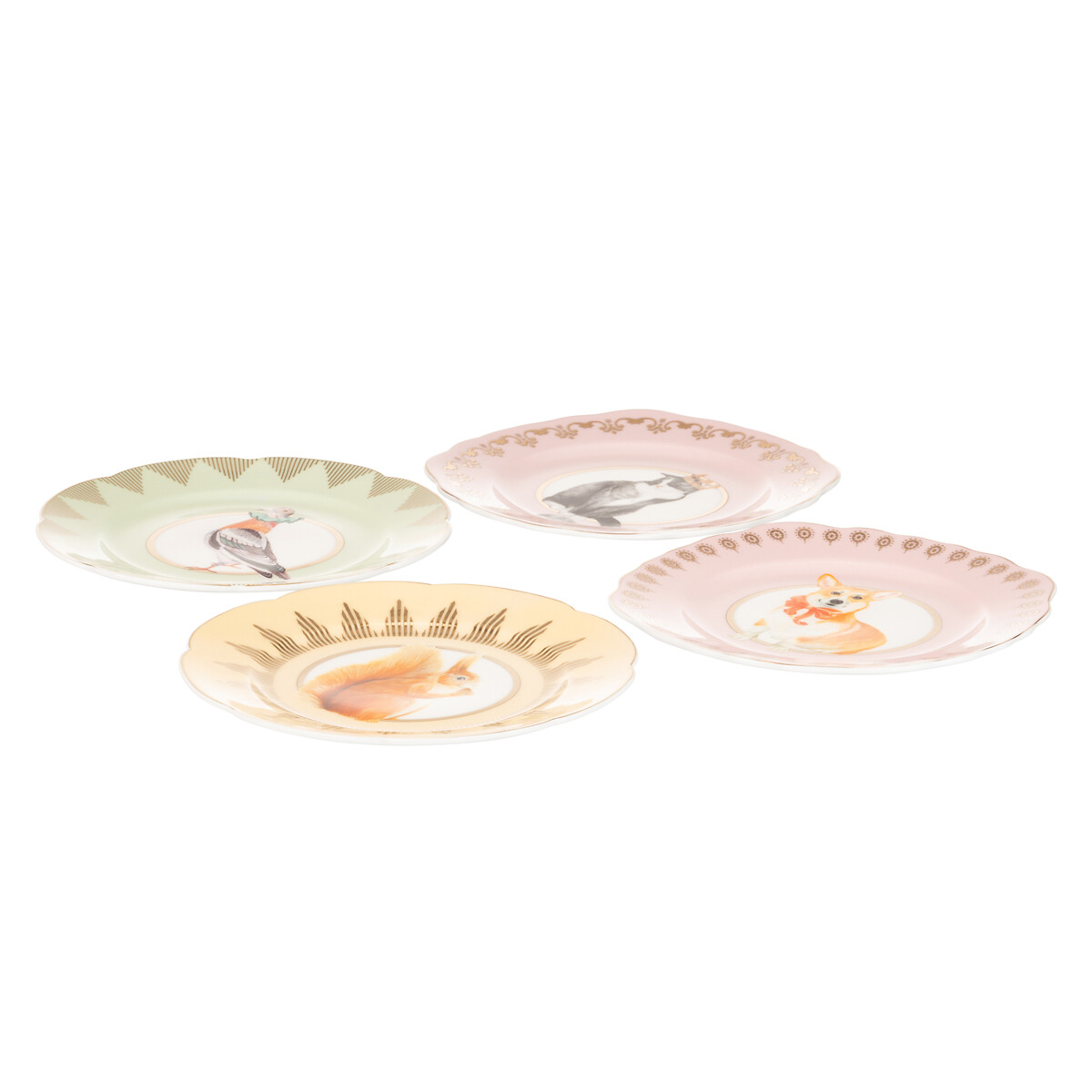 Set of 4 16cm "Best of British" Tea Plates multi-coloured, YVONNE ELLEN