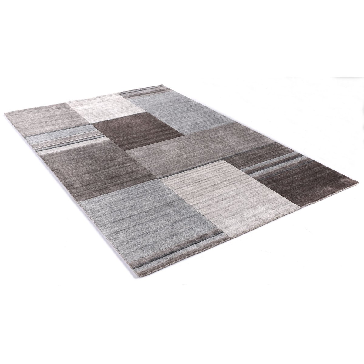 Tapis gabbeh New York Boxes fait main laine beige, THEKO