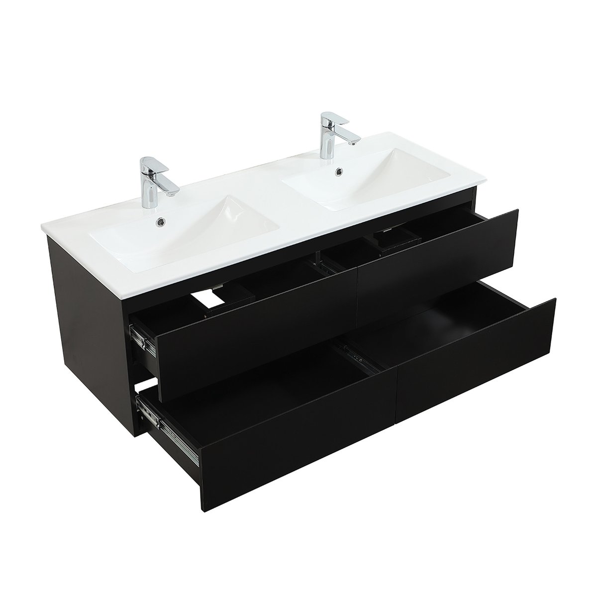 Meuble double +vasque+miroir+colonne SORRENTO noir carbone, MOB IN