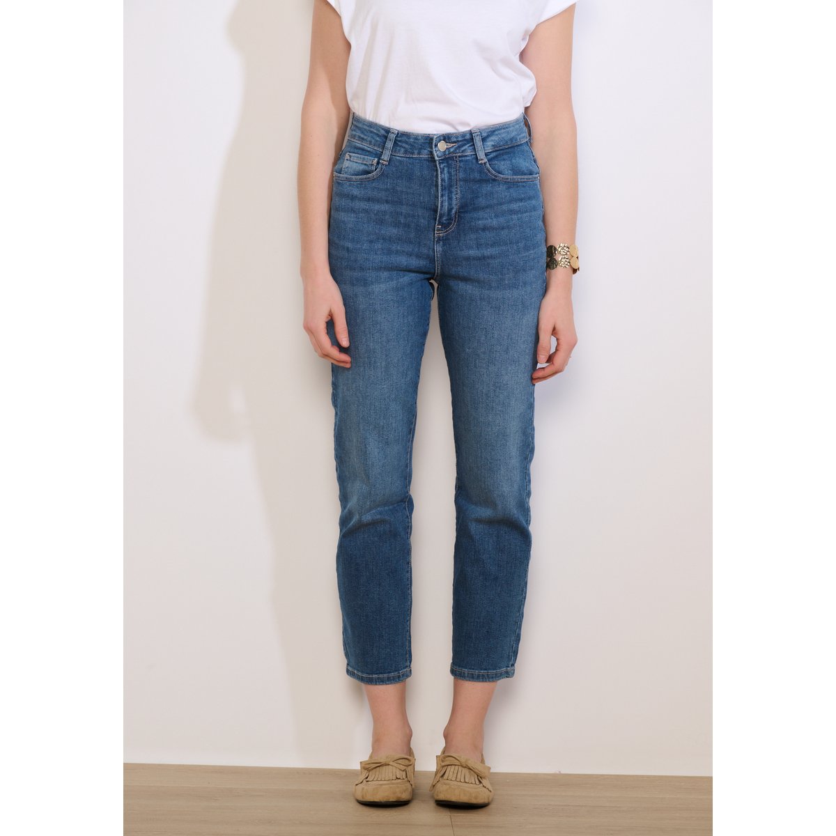 Jean droit 7/8 medium blue, LOLALIZA