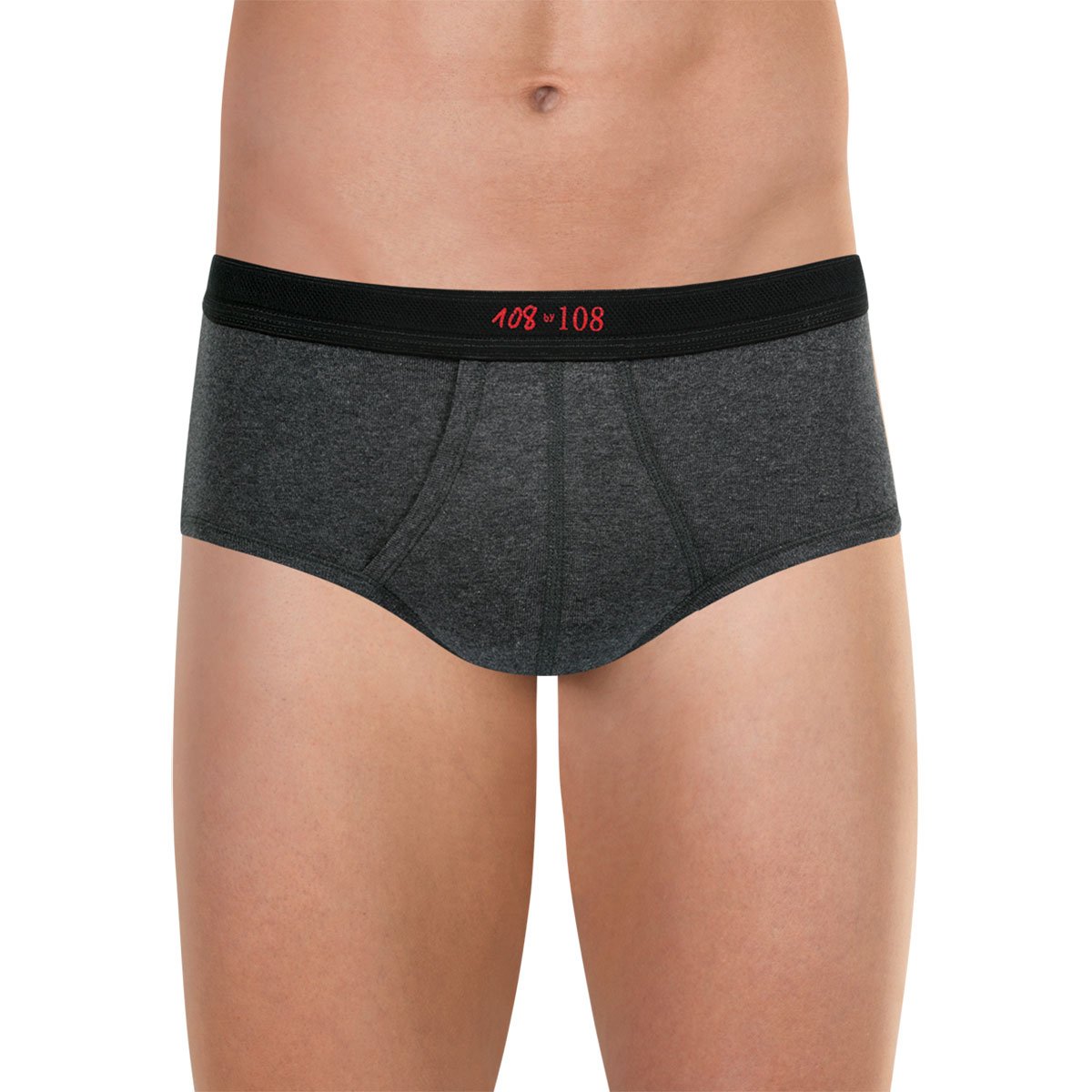 Slip taille haute ouvert PUR COTON PREMIUM anthracite chiné, EMINENCE