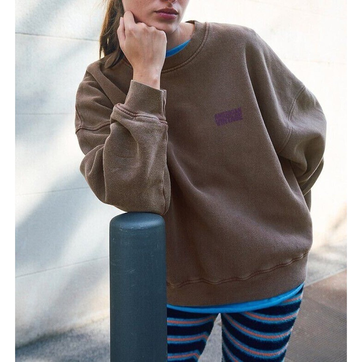 Sweat col rond manches longues, PLIZZY chataigne, AMERICAN VINTAGE