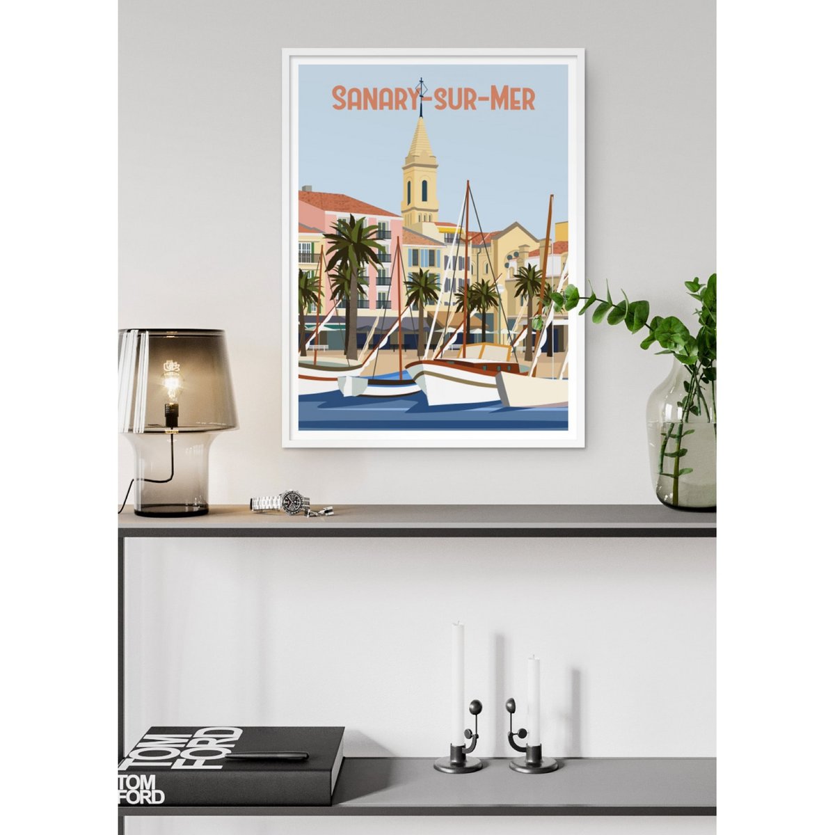 Affiche ville Sanary-sur-Mer blanc, L'AFFICHERIE