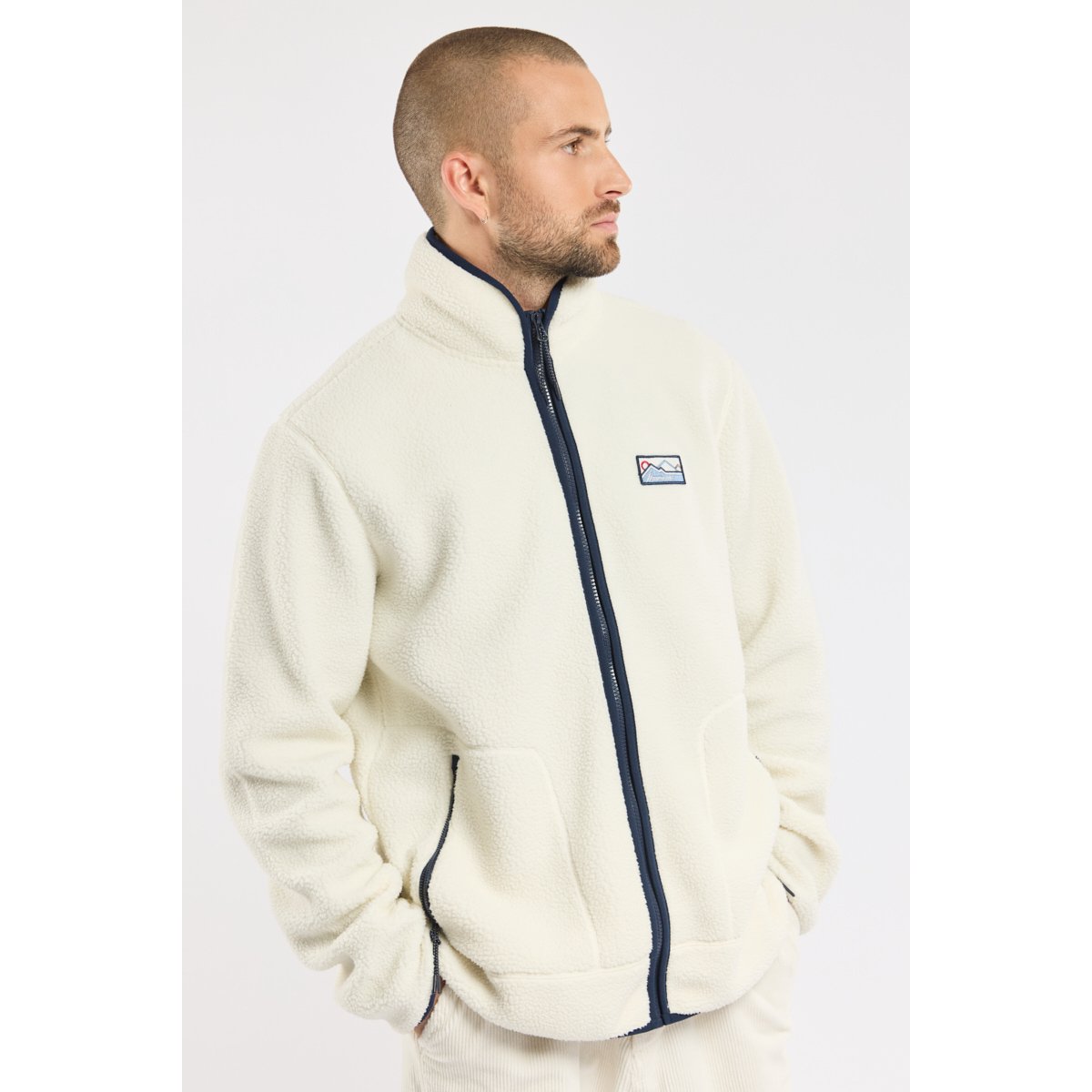 Veste polaire moutonnée PATERSON en polyester recyclé pour homme ecru, BERMUDES