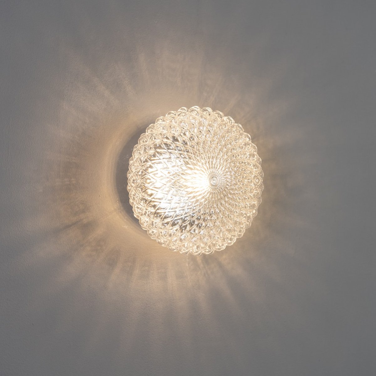 Plafonnier avec abat-jour en verre - ANTHEMIS transparent et chromé, KOSILUM