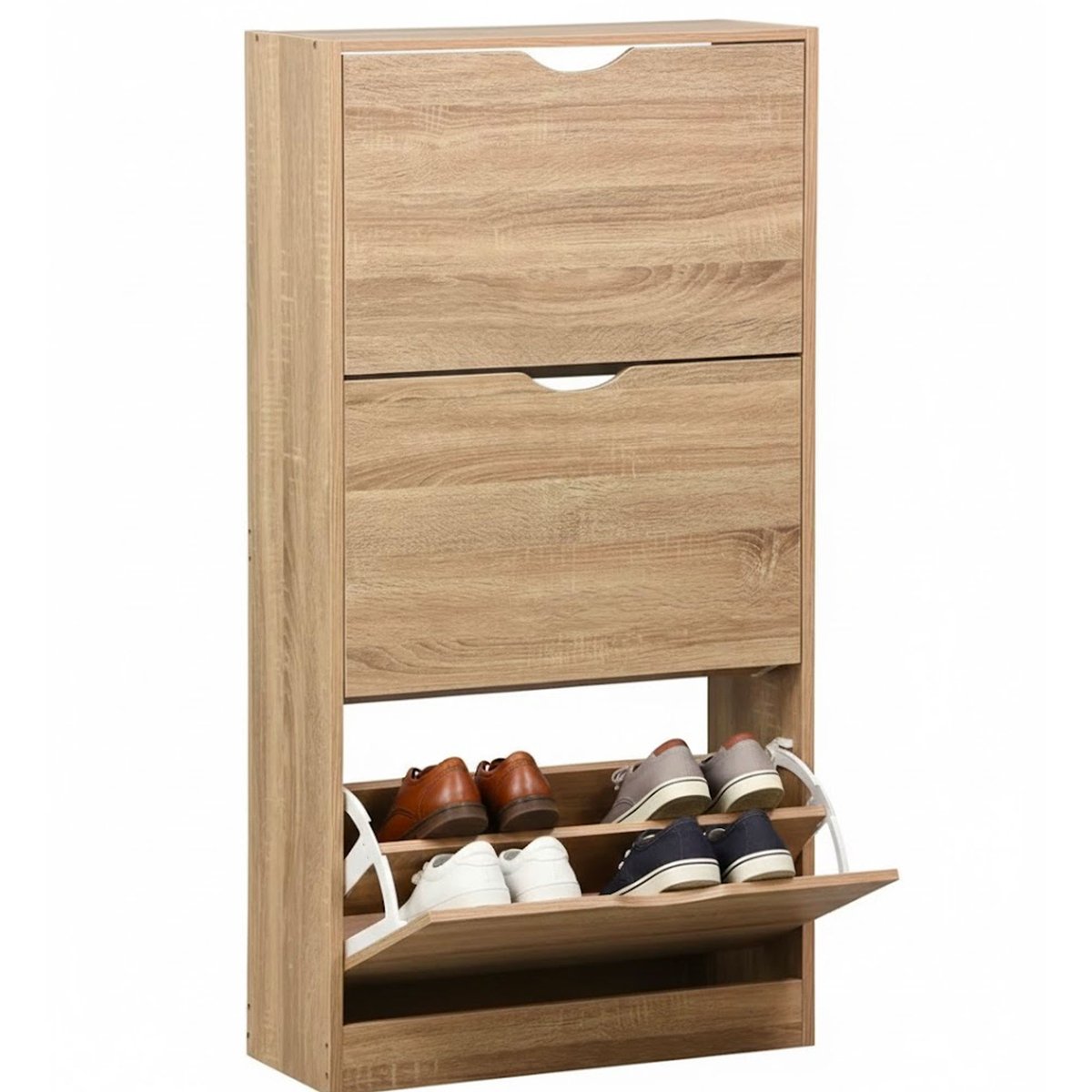 Meuble à chaussures bois 3 placards 60x24x115cm bois, WADIGA