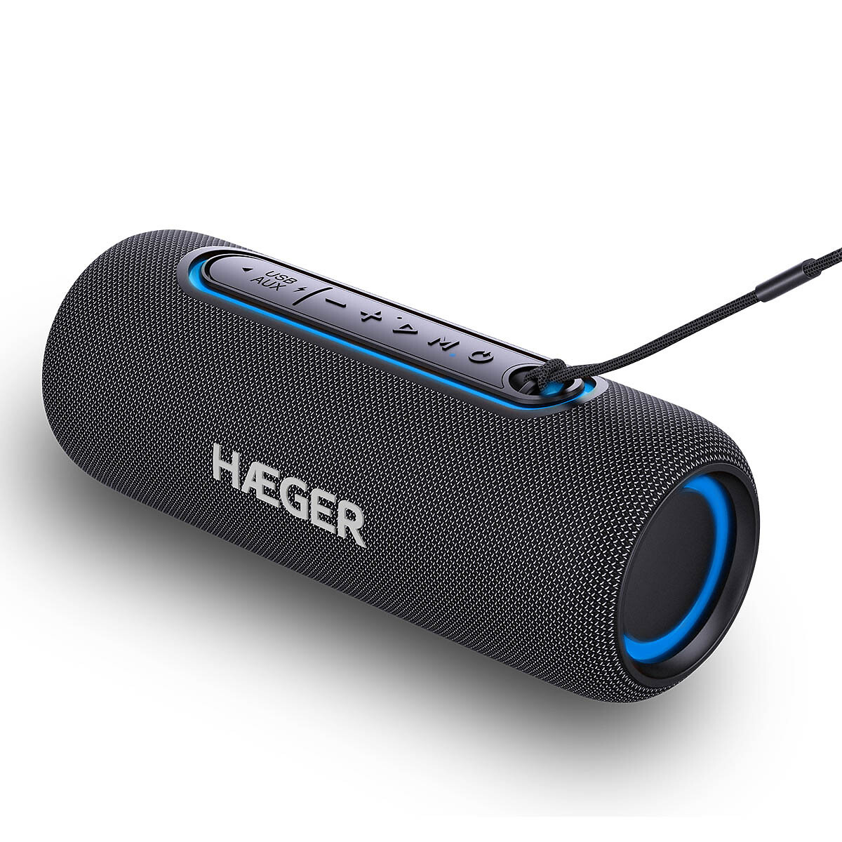 Coluna bluetooth portátil Light Boom, HAEGER preto , HAEGER