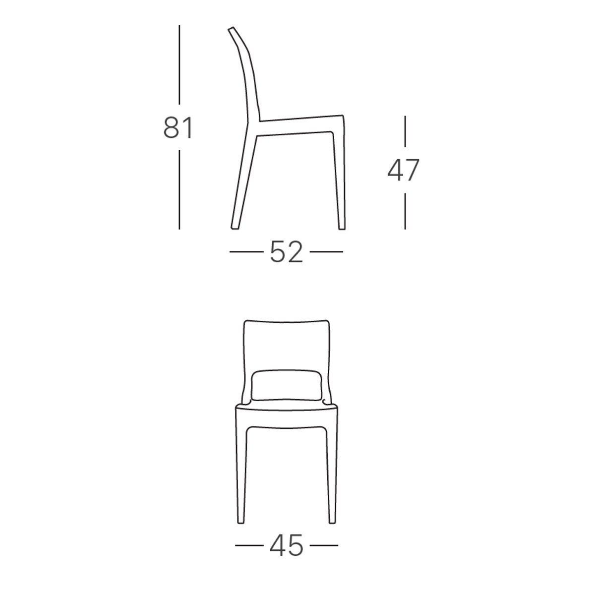 Chaise design empilable, ISY ANTISHOCK gris, SCAB DESIGN