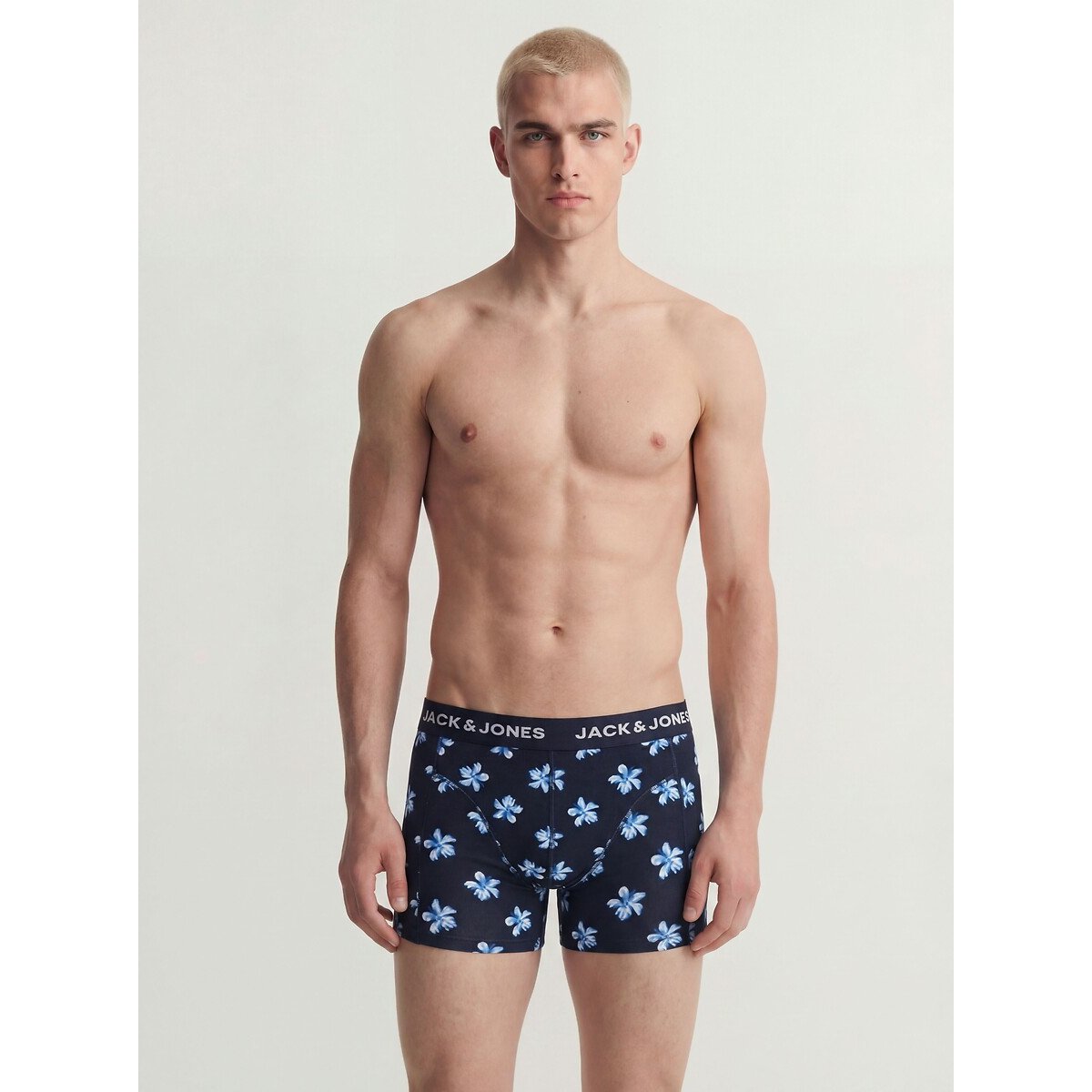 Lot de 3 boxers 1 uni + 2 imprimés bleu foncé, JACK & JONES