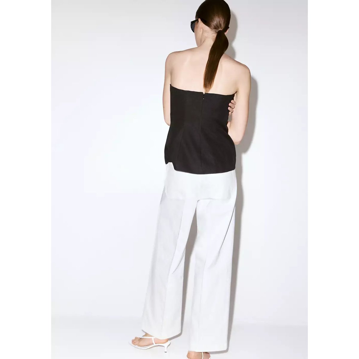 Jean large taille haute blanc, MANGO