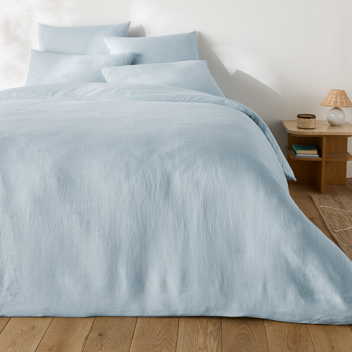 Funda nórdica de doble cara de lino y algodón lavados Annaba azul pastel, LA REDOUTE INTERIEURS
