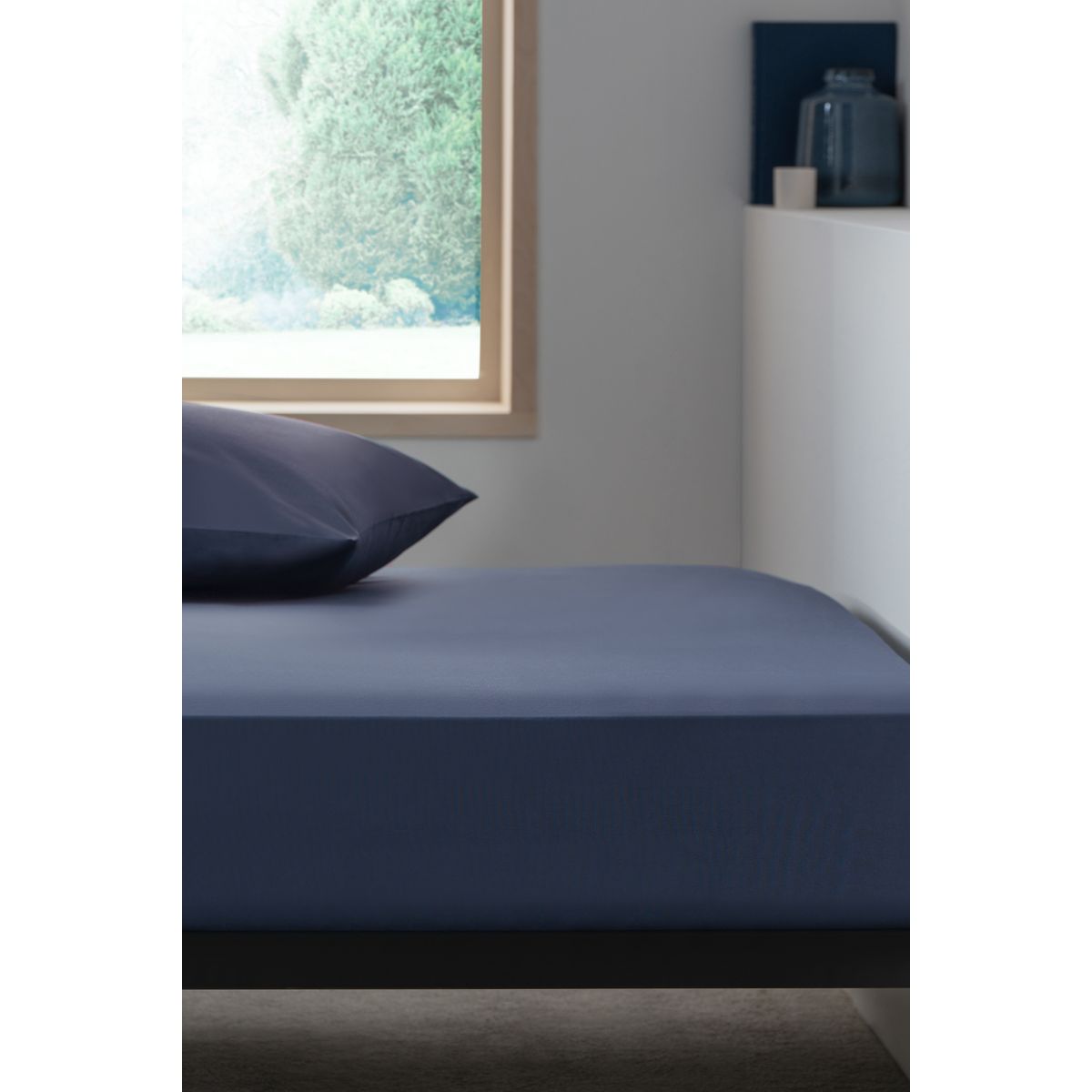 Drap-housse d'entretien facile bleu marine, NEXT