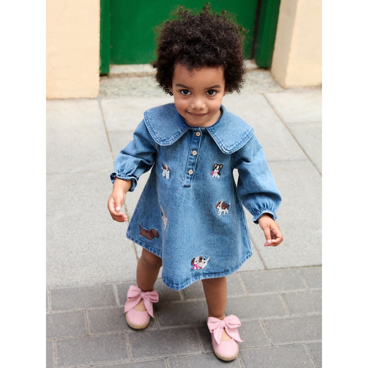 Robe avec col et motif chien brodé jena bleu, NEXT