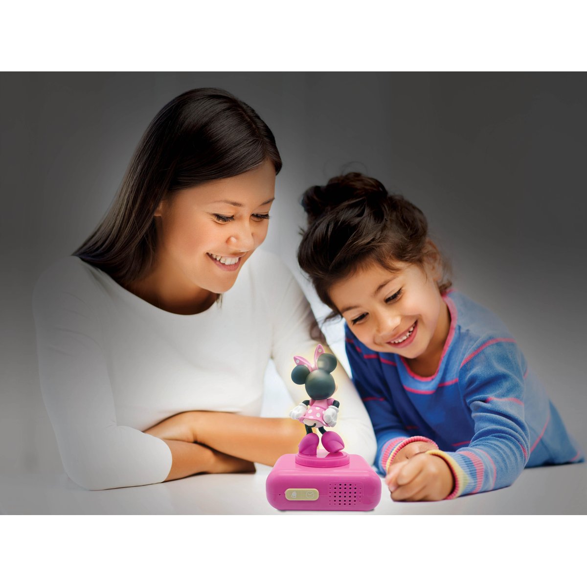 Réveil digital avec veilleuse lumineuse Minnie en 3D et effets sonores rose, LEXIBOOK