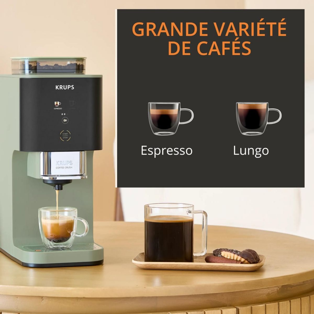 Expresso Broyeur Coffee Crush, Machine à café à grains, ultra compacte SA401LE0 couleur unique, KRUPS