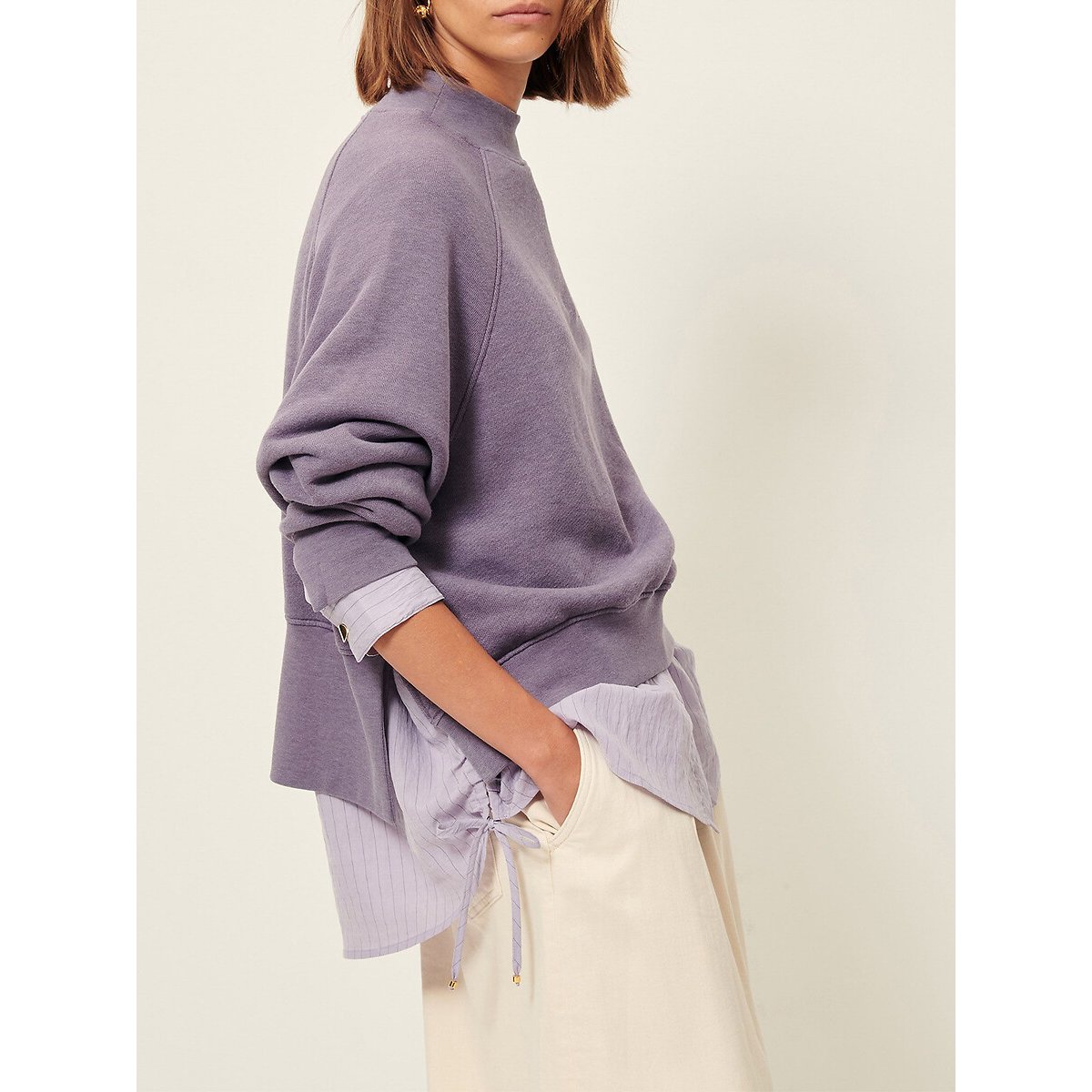 Sweat ample à col montant avec fentes côtés, OLIVEIRA mauve, SESSUN