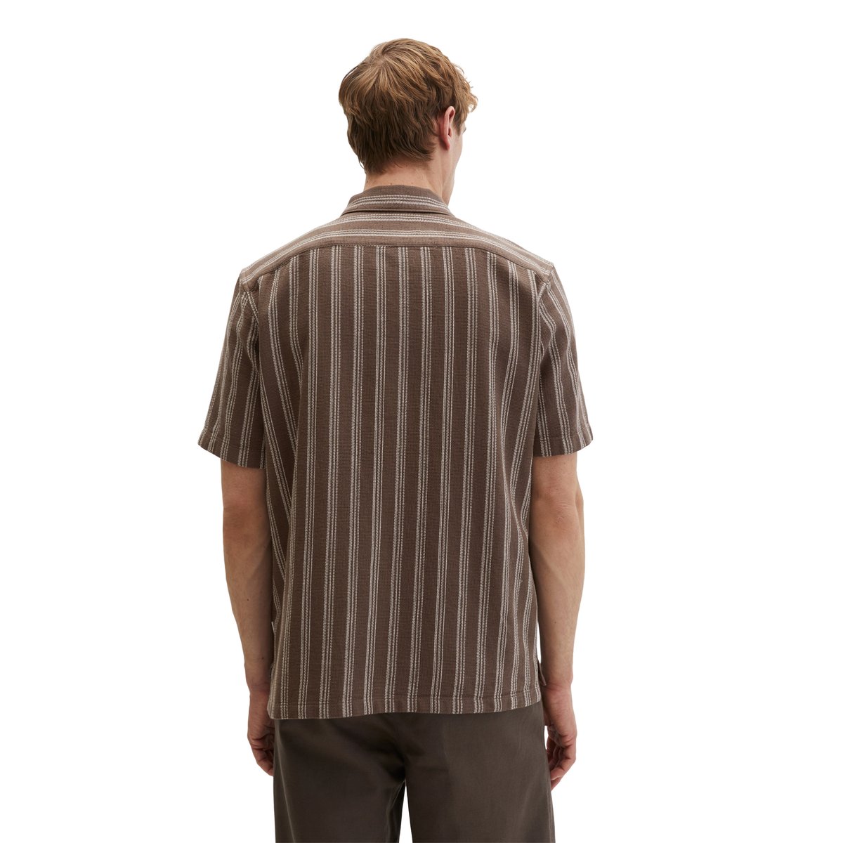 Chemise à manches courtes regular en coton biologique en Leno-Weave marron clair, MARC O'POLO