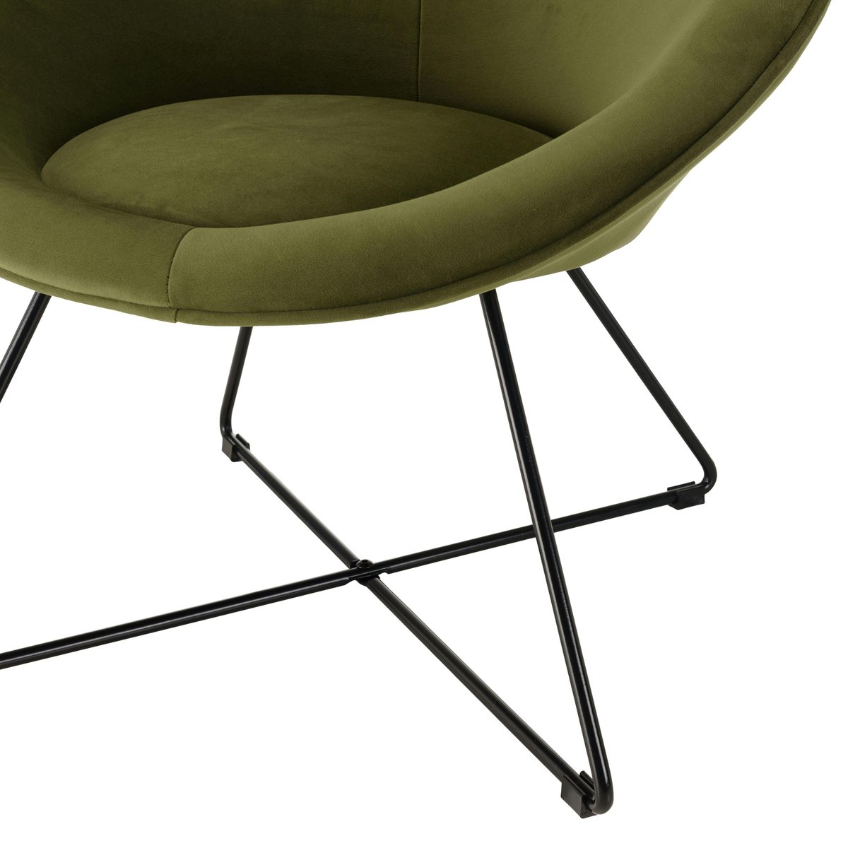 Fauteuil de salon rond velours vert olive TIM vert, PIER IMPORT