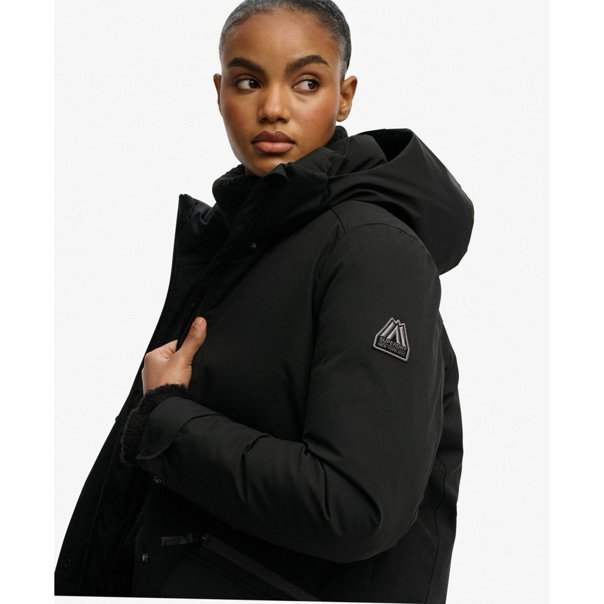 Parka Matelassée City Fishtail noir, SUPERDRY