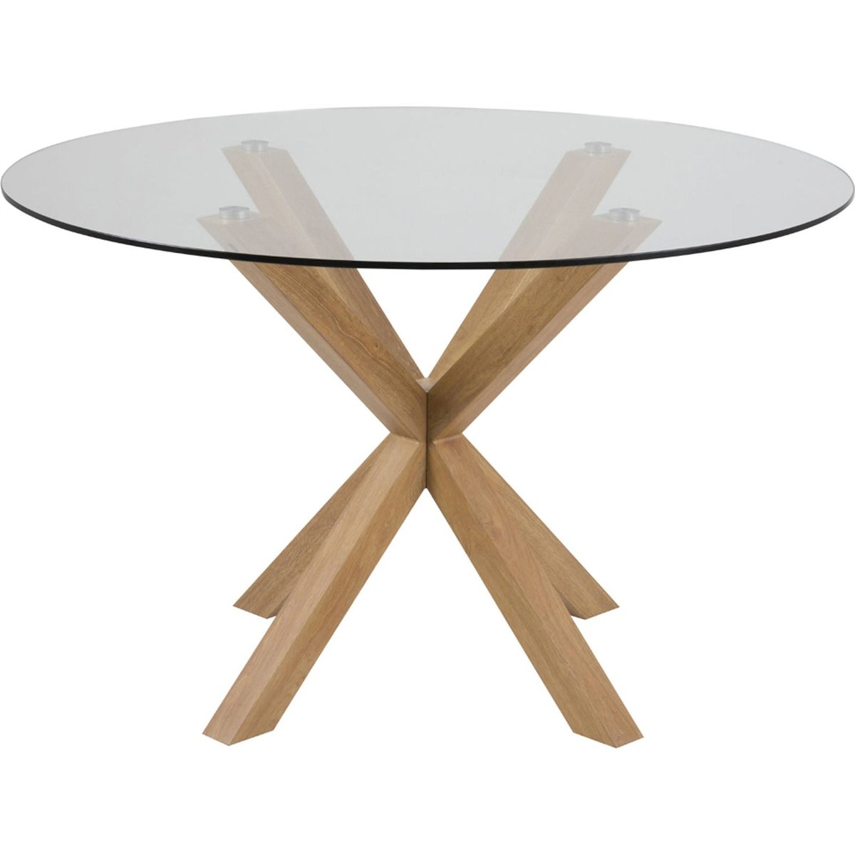 Table à manger ronde KARDEMA transparent et effet chêne, RECOLLECTION