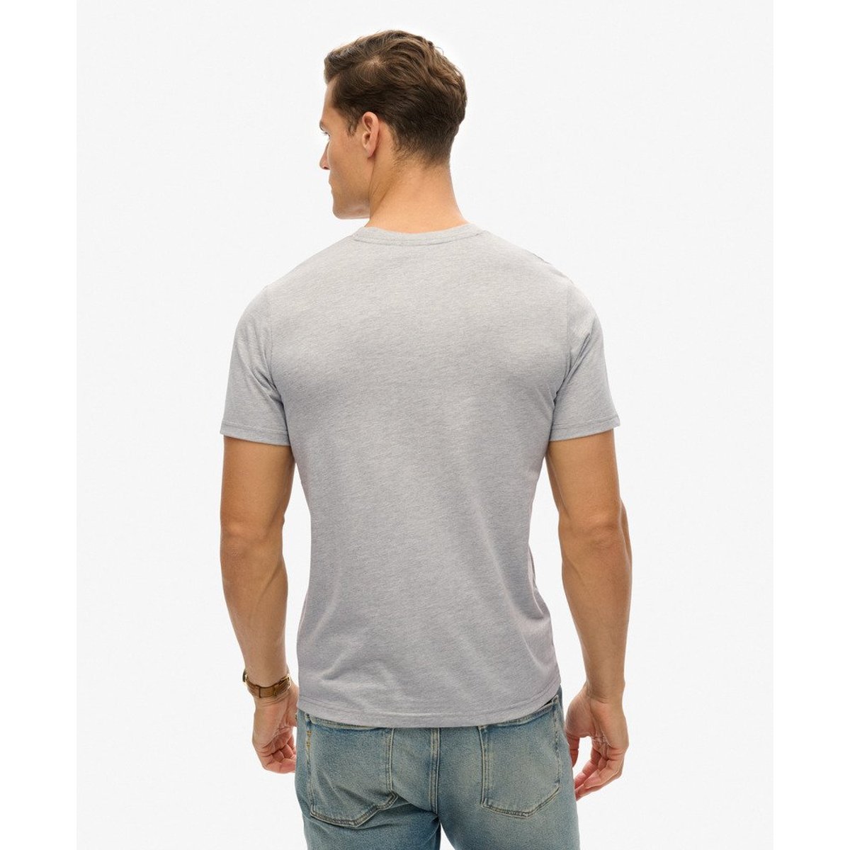 T-shirt décontracté Vintage Logo brodé gris moyen chiné, SUPERDRY