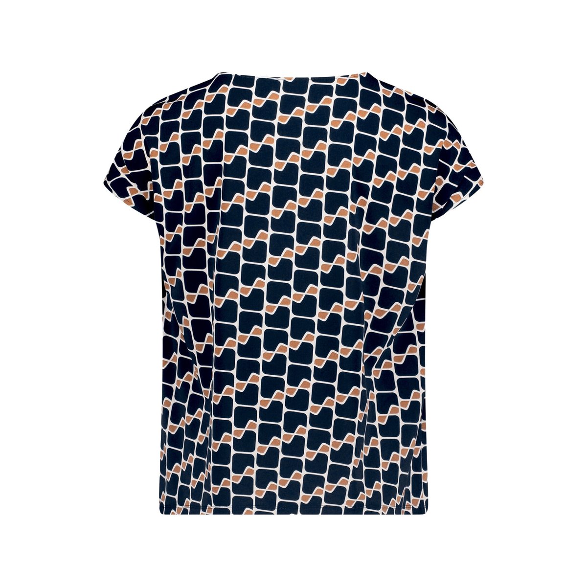 Haut imprimé à encolure bénitier dark blue/brown, BETTY BARCLAY