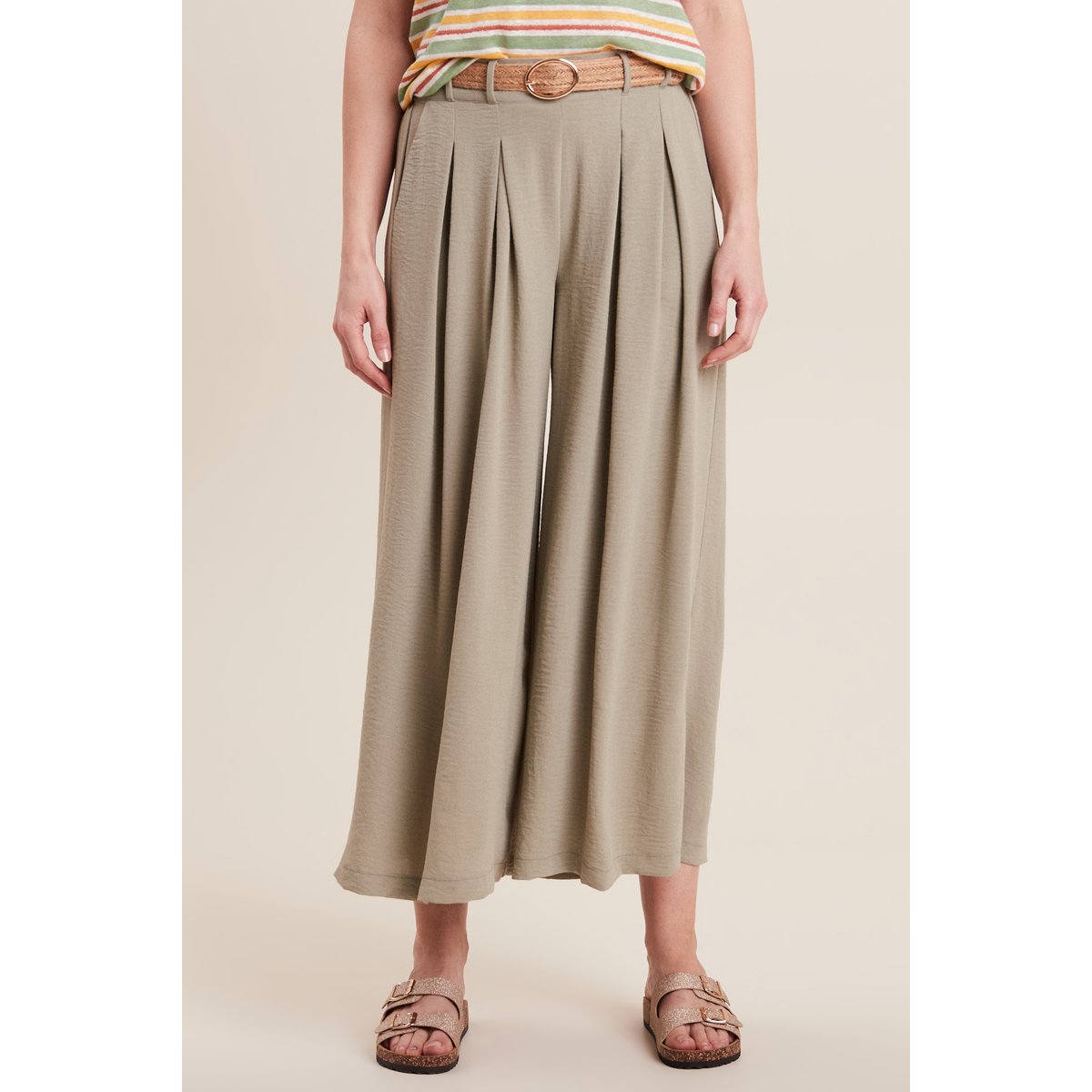 Pantalon jupe-culotte large vert clair, BREAL
