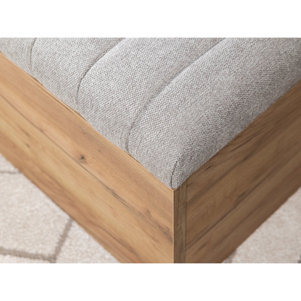 Lit MDF revêtement tissu texturé, OCEANE gris, BOBOCHIC