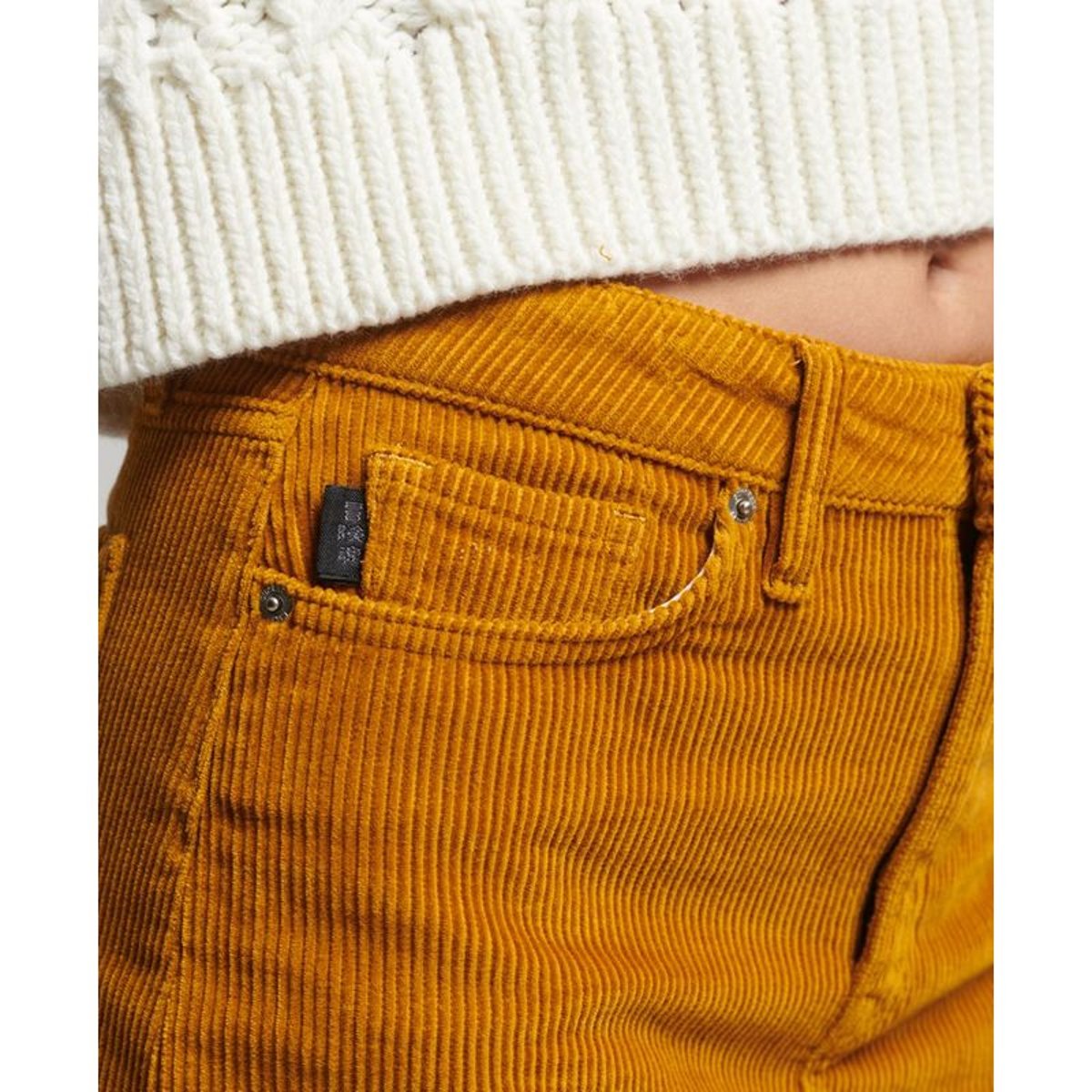 Minijupe en denim velours côtelé fauve curcuma, SUPERDRY
