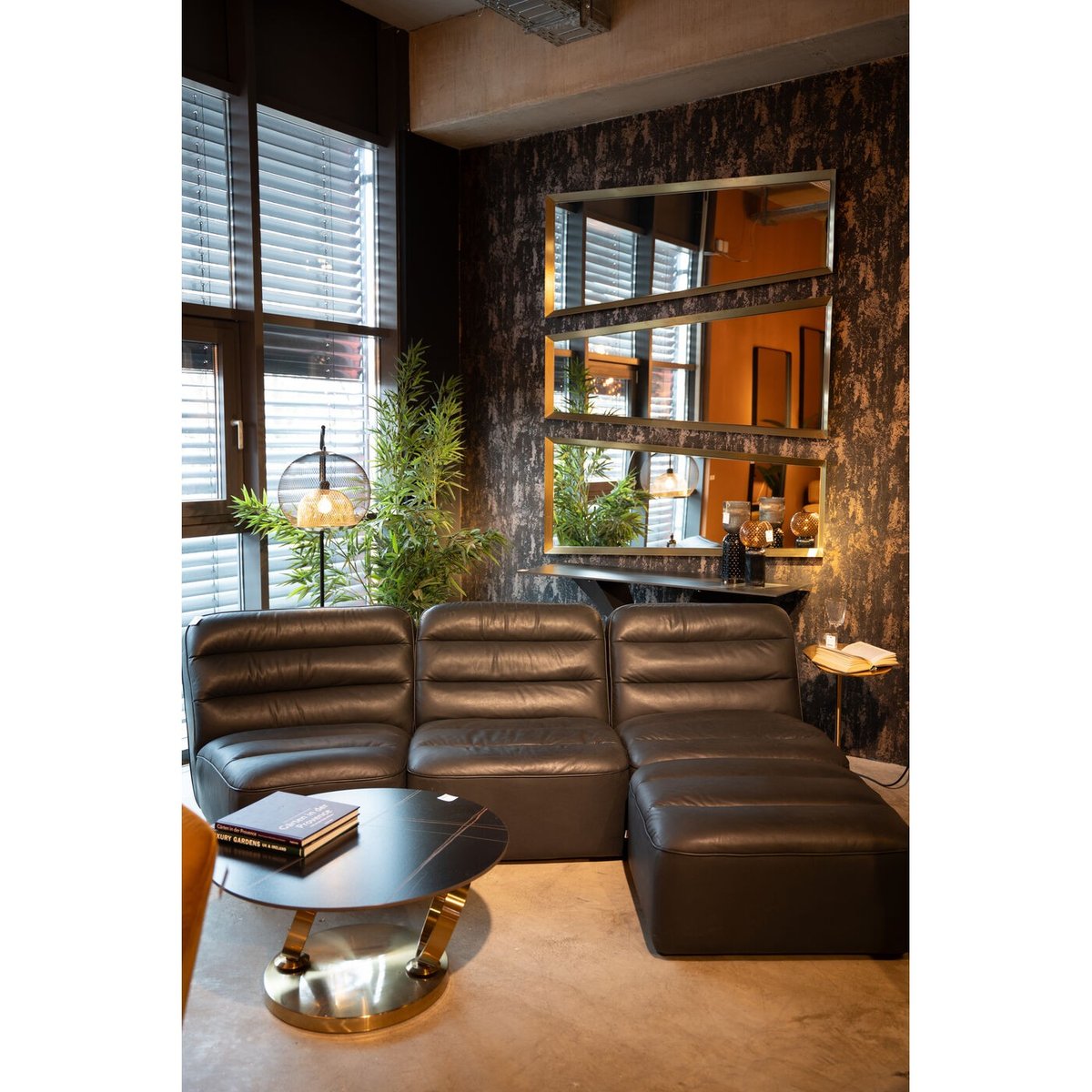 Repose-pieds en cuir, MODI noir, KARE DESIGN