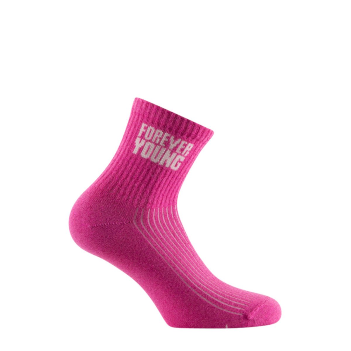 Socquettes pailletée à messages 'FOREVER YOUNG' en coton fuchsia, KINDY