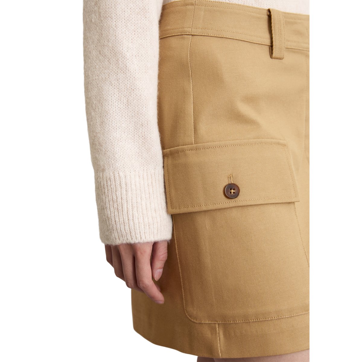 Minijupe cargo shaped en sergé stretch beige, MARC O'POLO