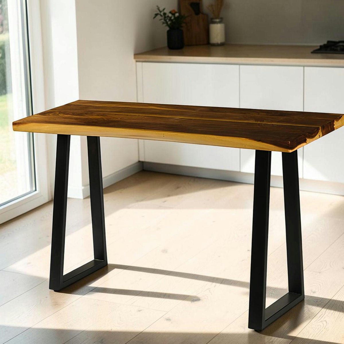 Table haute en bois de suar massif 180 cm NAUTA bois naturel, PIER IMPORT