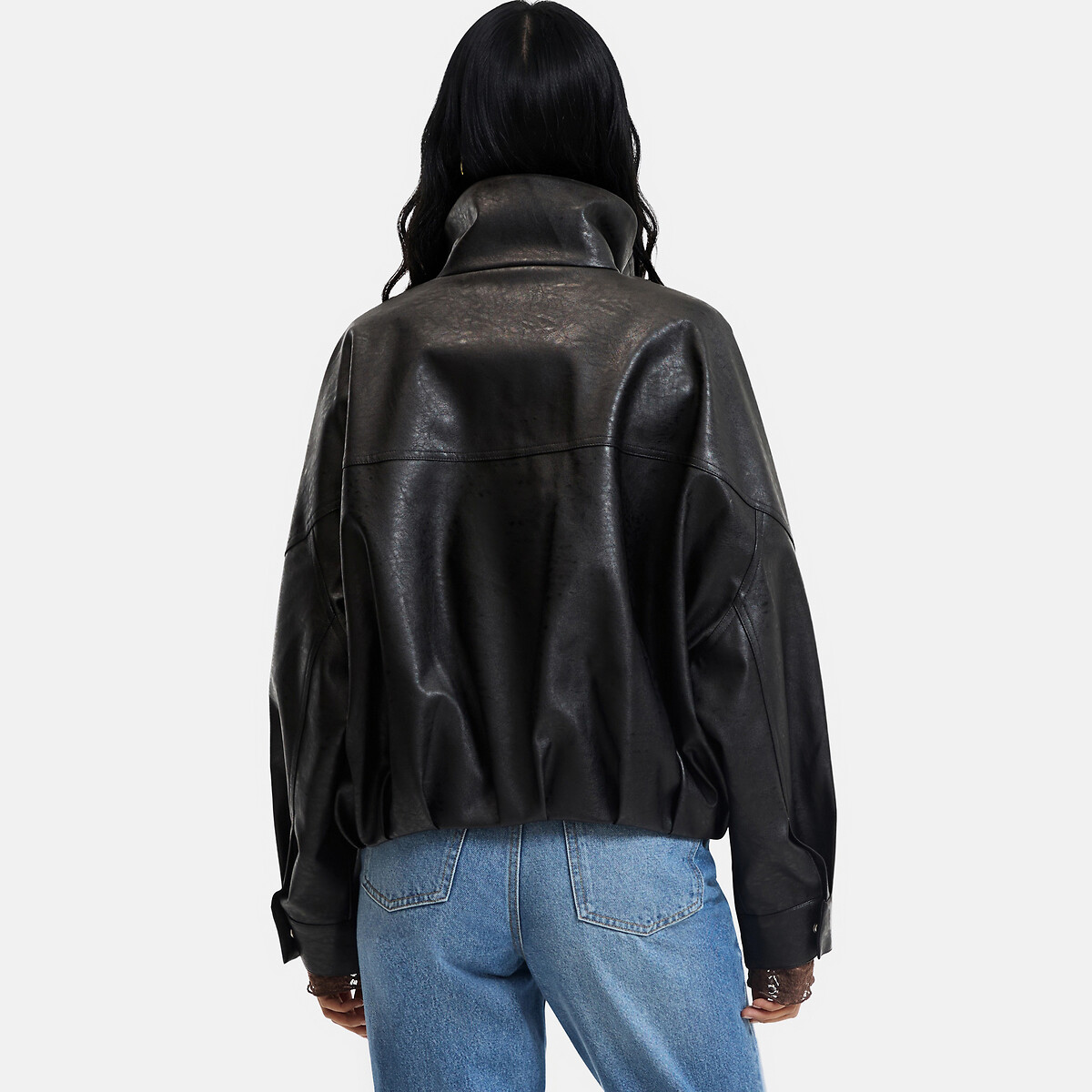 Chaqueta de cuello alto, de imitación de poliéster negro, LA REDOUTE COLLECTIONS