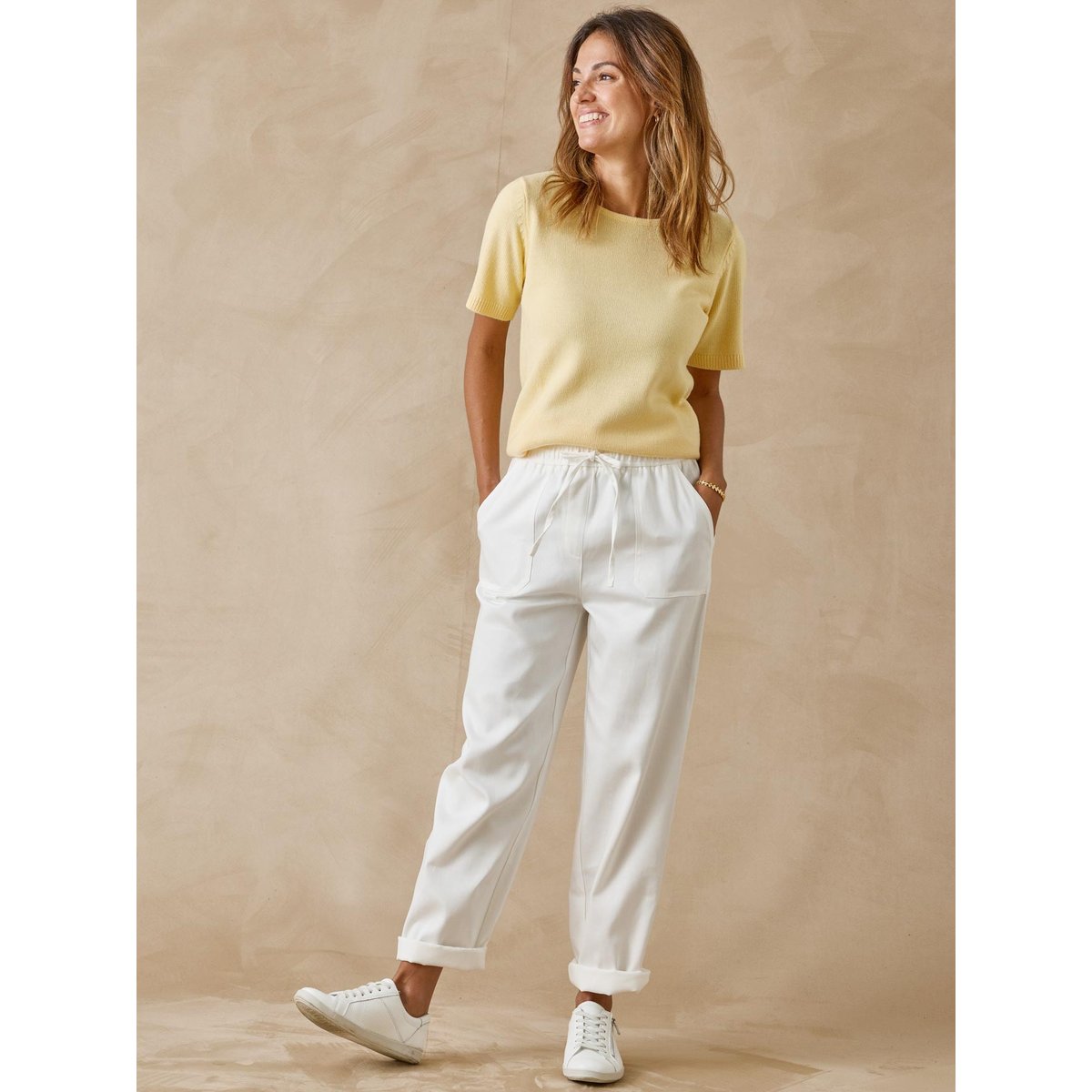 Pantalon élastiqué cargo blanc, DAXON