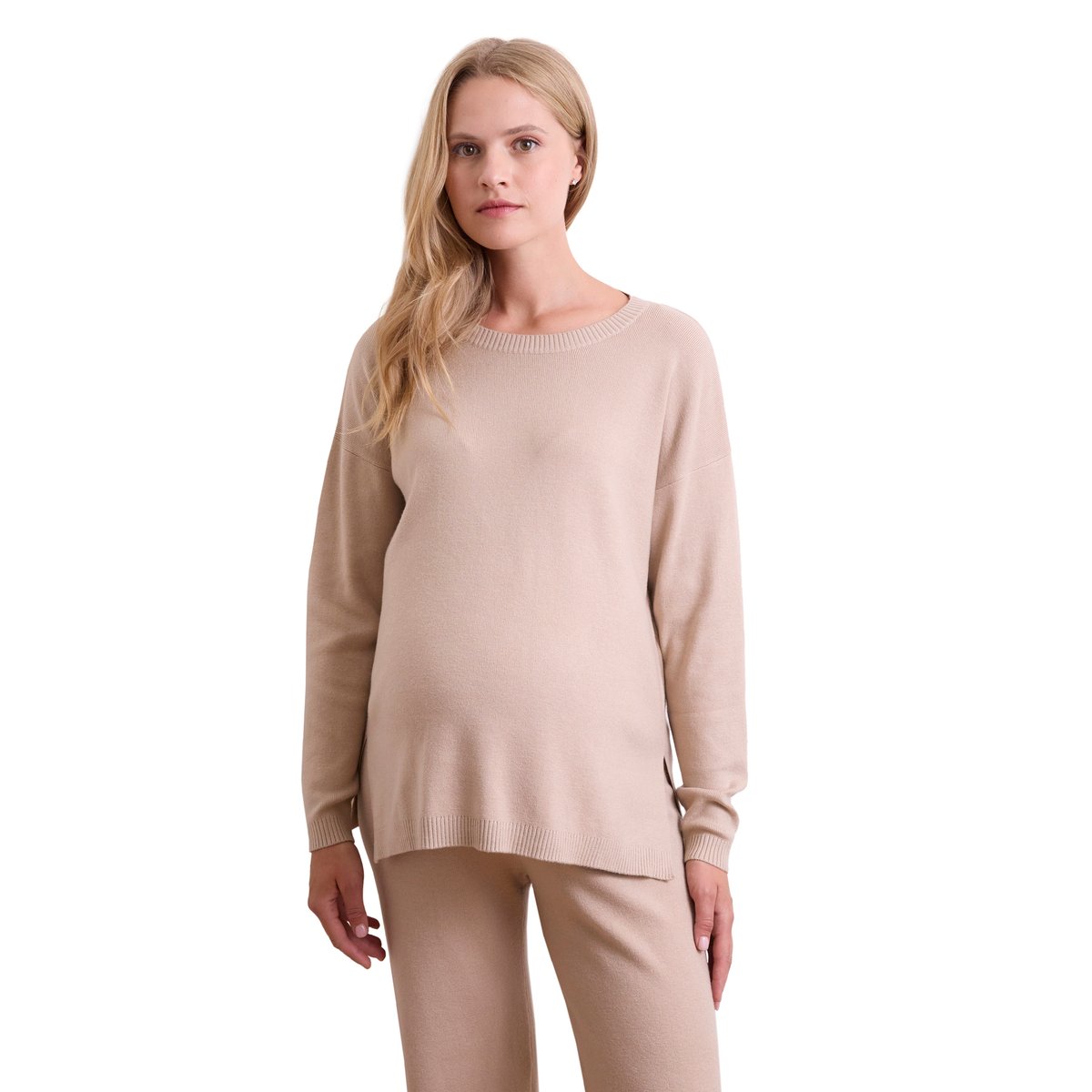 Ensemble 2 pièces homewear de grossesse beige poudré, VERTBAUDET
