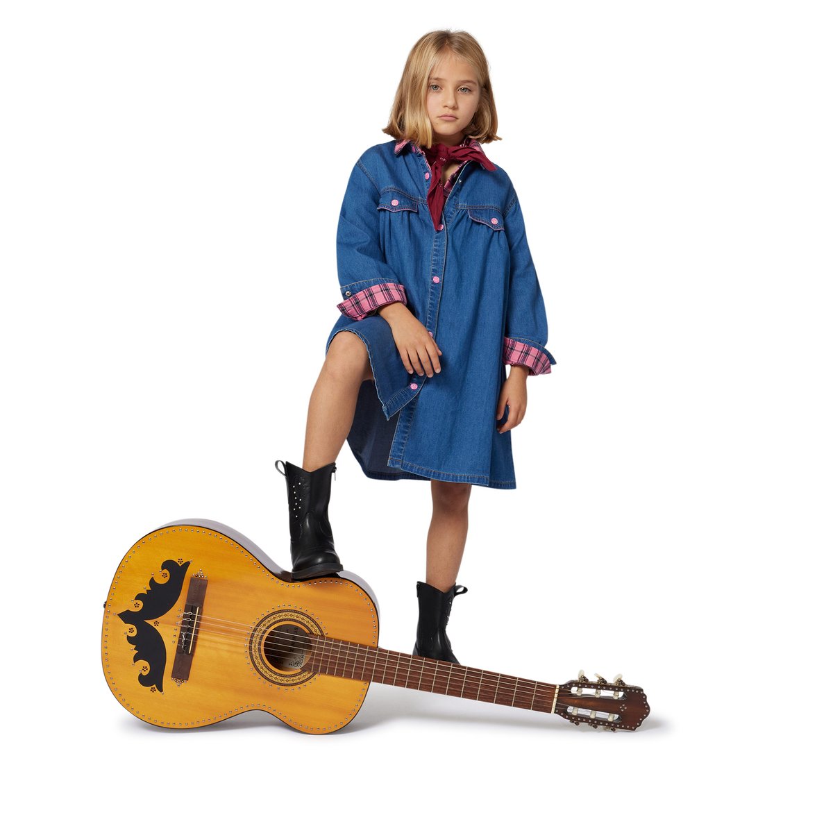 Robe en jean à manches longues denim indigo blue, BILLIEBLUSH