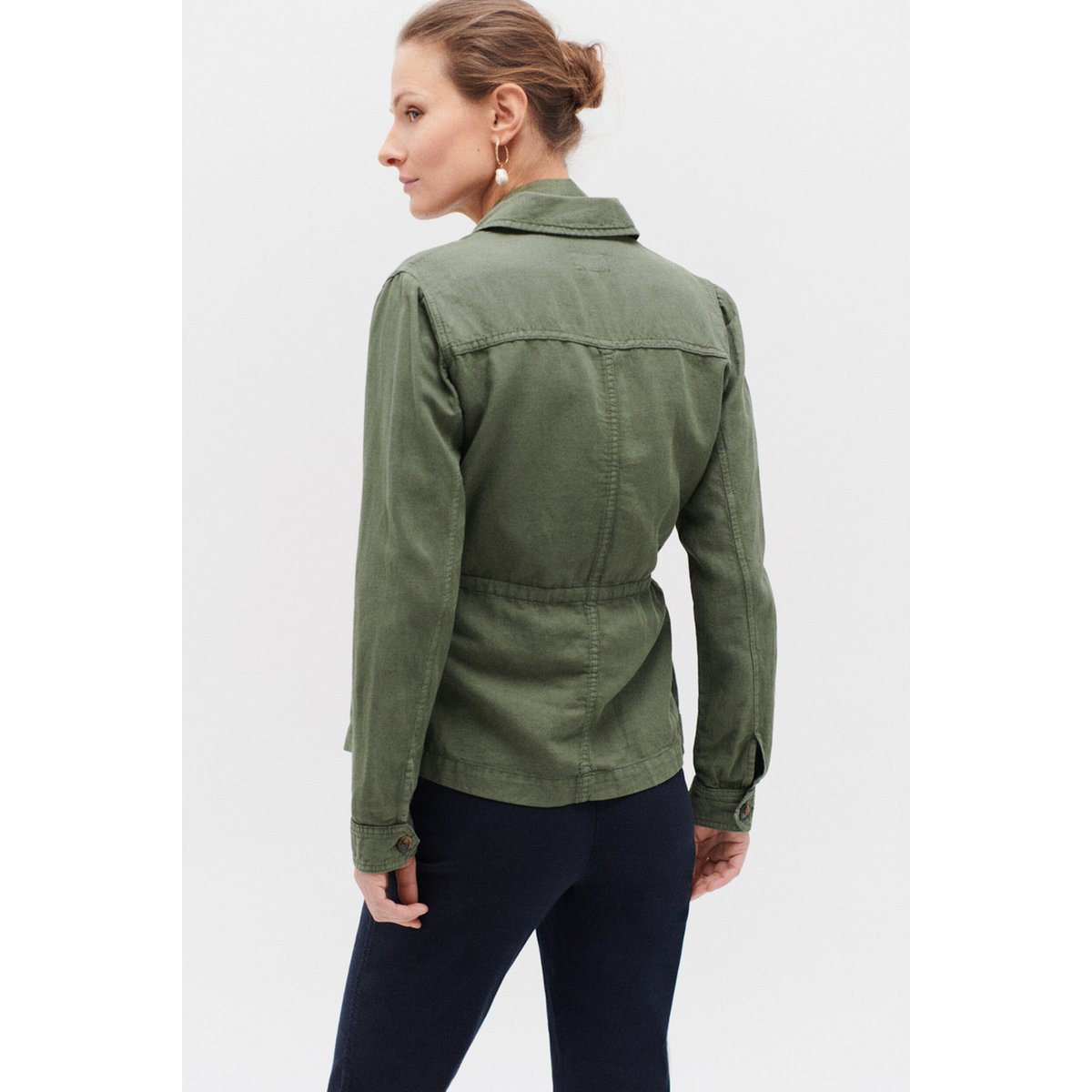 Veste droite en lin GRACEB vert kaki, CAROLL