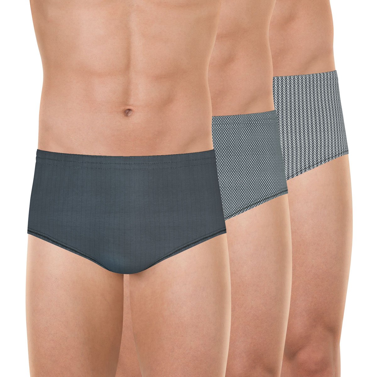 Lot de 3 slips en coton tricolores à taille haute avec des minis motifs imprimés gris-noir, EMINENCE