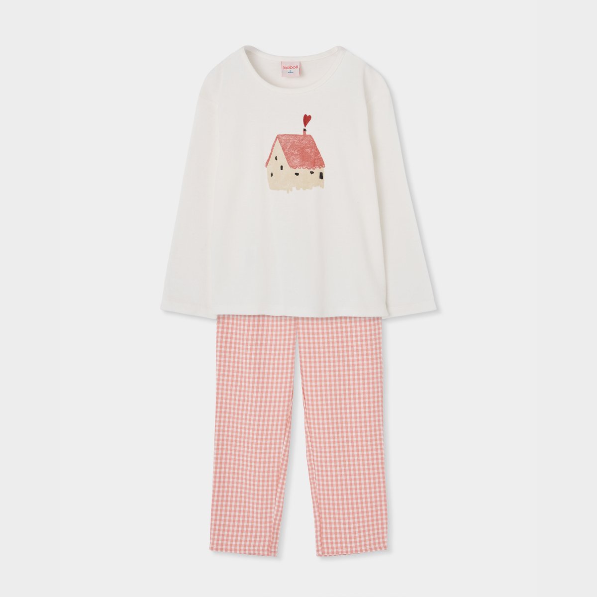 Pyjama fille carreaux imprimé maison multicolore, BOBOLI