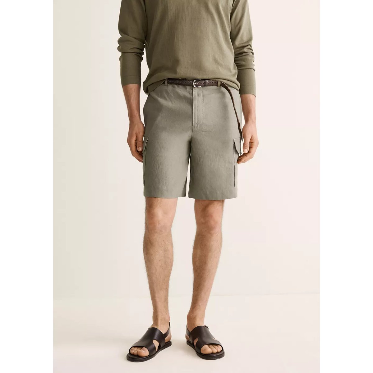 Bermuda lin cargo kaki, MANGO MAN