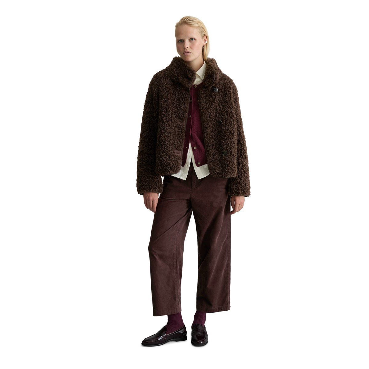 Veste en peluche, coupe standard en peluche Curly toute douce marron, MARC O’POLO DENIM
